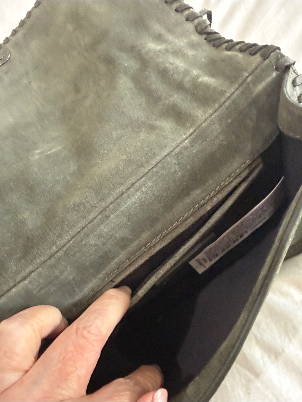 Zara nwt Olive Green Suede & Leather Chain Crossbody Bag - Picture 13 of 13